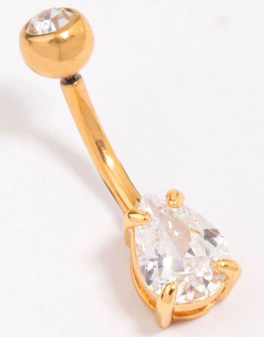Lovisa - Piercing per l'ombelico in titanio placcato oro in zirconia cubica, 2 di 3