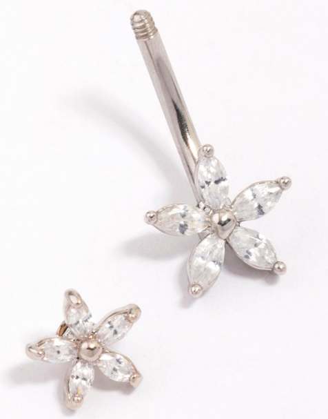 Lovisa - Piercing per ombelico in acciaio chirurgico argentato con doppia margherita - view 1