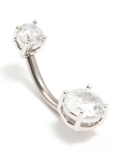 Lovisa - Piercing per ombelico in acciaio chirurgico argentato con zirconia cubica piccola e media - view 1