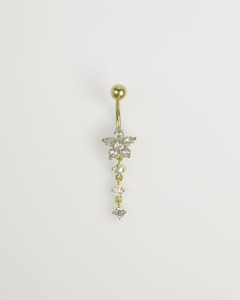Lovisa - Piercing triplo per ombelico in acciaio chirurgico placcato in oro con zirconia cubica - view 1
