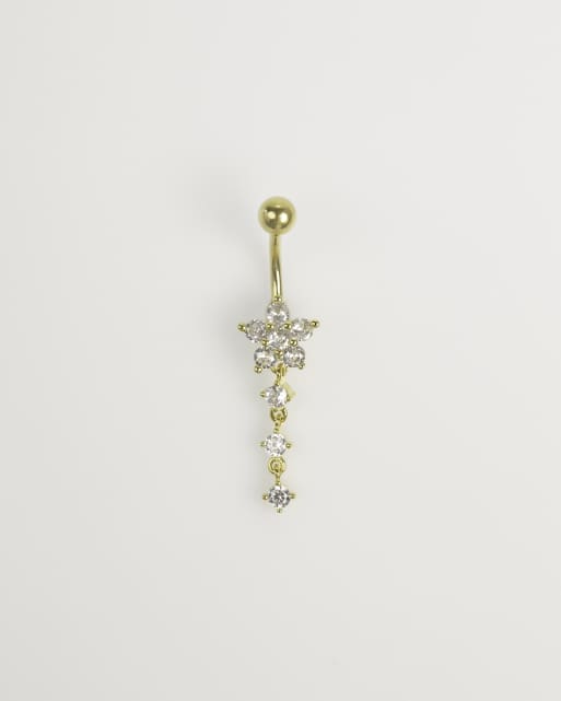 Lovisa - Piercing triplo per ombelico in acciaio chirurgico placcato in oro con zirconia cubica