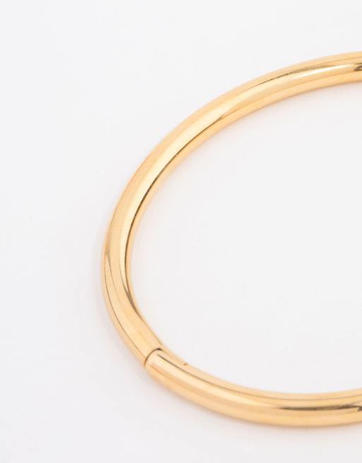 Lovisa - Pulsera dorada rígida sencilla con cierre de bisagra de acero inoxidable resistente al agua chapado en oro, 2 de 3