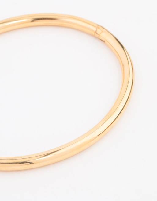 Lovisa - Pulsera dorada rígida sencilla con cierre de bisagra de acero inoxidable resistente al agua chapado en oro, 3 de 3