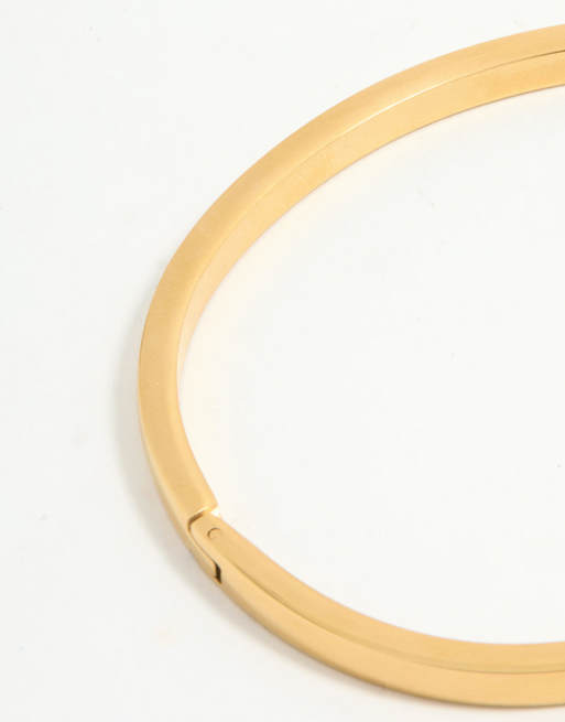 Lovisa - Pulsera dorada rígida y lisa de acero inoxidable resistente al agua chapada en oro, 3 de 3