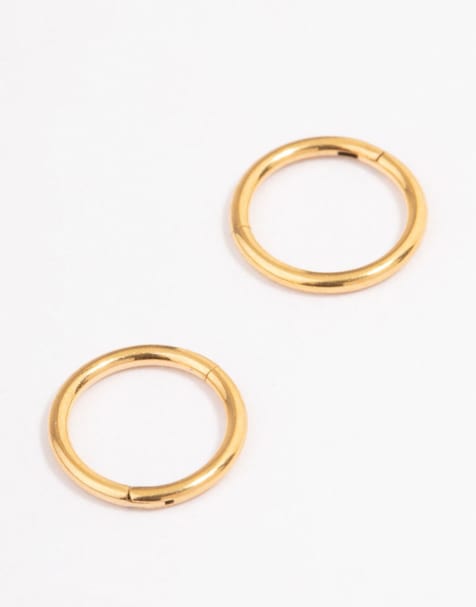 Lovisa – Schmale Creolen aus vergoldetem Chirurgenstahl in Goldoptik, 6 mm - view 1