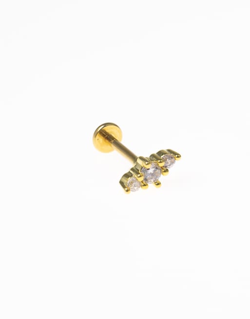 Lovisa - Set di orecchini in acciaio chirurgico dorati con retro piatto a fiore, 3 di 3