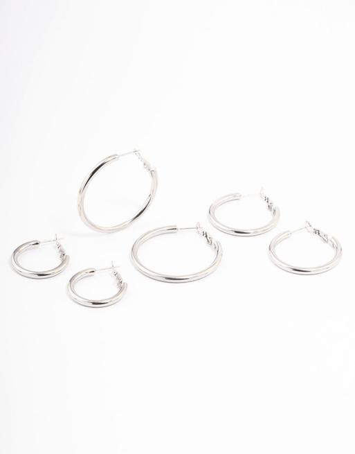Lovisa - Set grote oorringen van waterbestendig roestvrij staal in zilver, 2 van 3