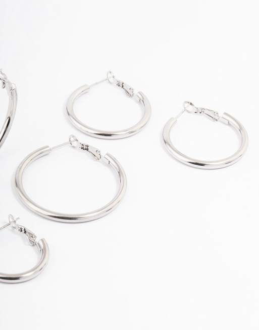 Lovisa - Set grote oorringen van waterbestendig roestvrij staal in zilver, 3 van 3
