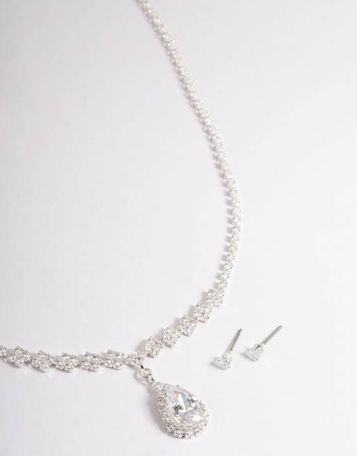 Lovisa - Set met ketting met zirkonia-steentjes in zilver, 2 van 3