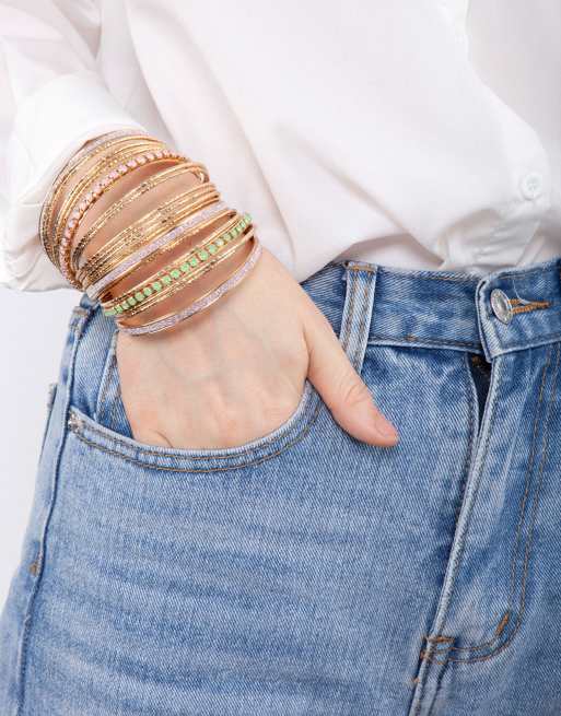 Lovisa - Set van 20 gouden armbanden met glitter en siersteentjes, 4 van 4