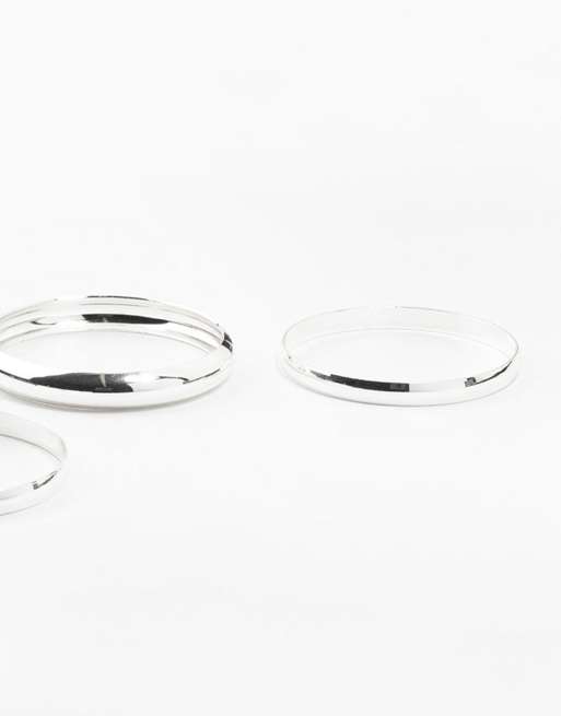 Lovisa - Set van 3 middelgrote verzilverde klassieke gladde armbanden in zilver, 3 van 3