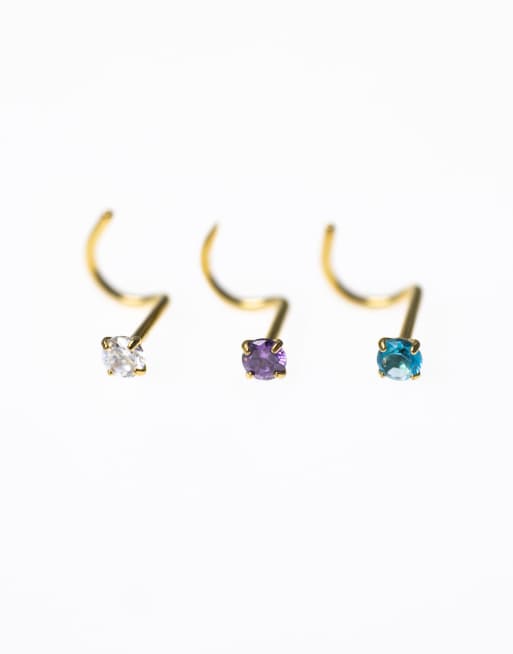 Lovisa - Set van 6 oorcuffs van verguld chirurgisch staal met pastelkleurige diamanten , 3 van 3