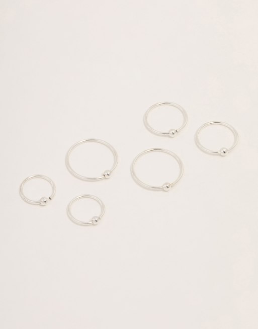 Lovisa - Set van neusringen van echt zilver met bolletje in zilver