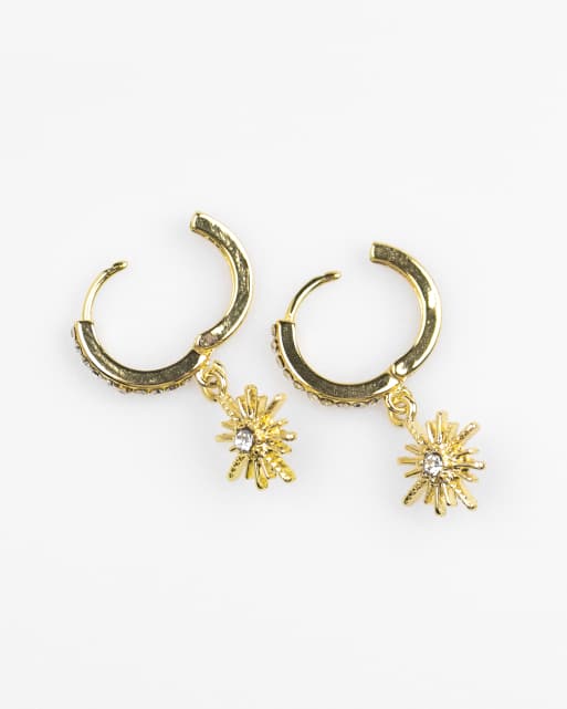 Lovisa - Set van vergulde huggie oorringen met hemels motief in goud , 2 van 3