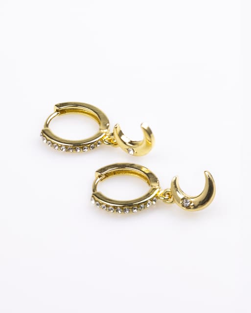 Lovisa - Set van vergulde huggie oorringen met hemels motief in goud , 3 van 3