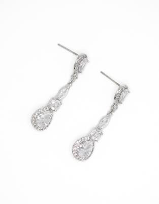 Lovisa - Silberfarbene Halo-Hängeohrringe mit Zirkoniabesatz