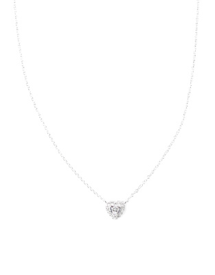 Lovisa - Silberfarbene Halskette aus Sterlingsilber mit Halo-Herzanhänger und Zirkonia-Strass