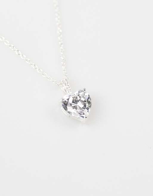 Lovisa – Silberfarbene Halskette aus Sterlingsilber mit herzförmigem Anhänger mit Zirkonia-Strass , 2 von 3