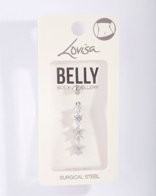 Lovisa - Silberfarbenes Bauchnabelpiercing aus Chirurgenstahl mit zwei Blumenanhängern