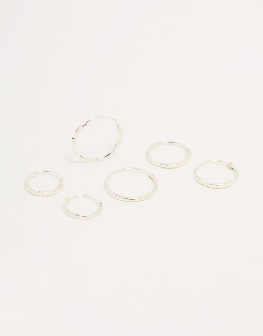 Lovisa – Silberfarbenes Mini-Creolenset aus Sterlingsilber mit kleiner werdender Größe