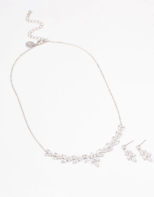 Lovisa – Silberfarbenes Schmuckset mit blattförmigen Zirkonia-Weinreben-Design, 2 von 4