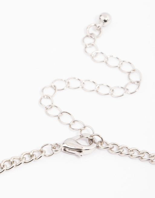 Lovisa Silver cubic zirconia floral teardrop y-shape necklace in silver, 2 of 3