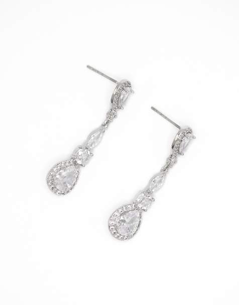Lovisa Silver cubic zirconia halo drop earrings in silver - view 1