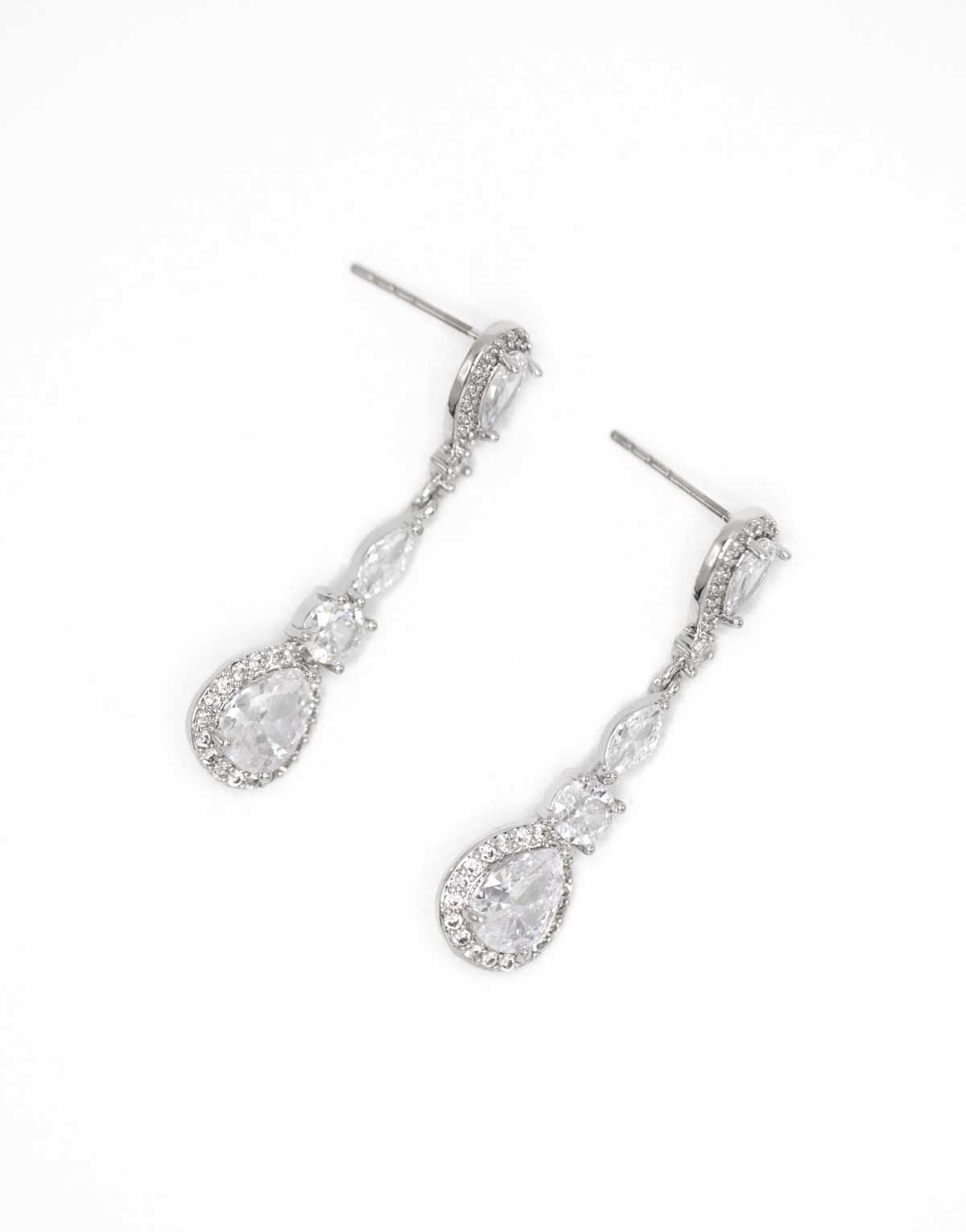 Lovisa Silver cubic zirconia halo drop earrings in silver