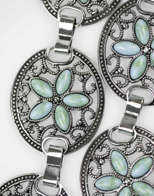Lovisa Silver floral ornate boho belt in silver, 3 of 3