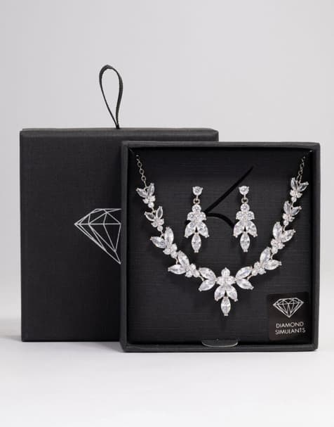 Lovisa Silver leafy cubic zirconia vine jewellery set in silver - view 1