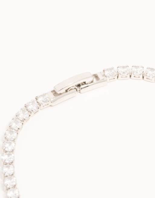 Lovisa Silver – Ohrring- und Armbandset in Silberoptik mit Diamant-Imitaten , 3 von 4