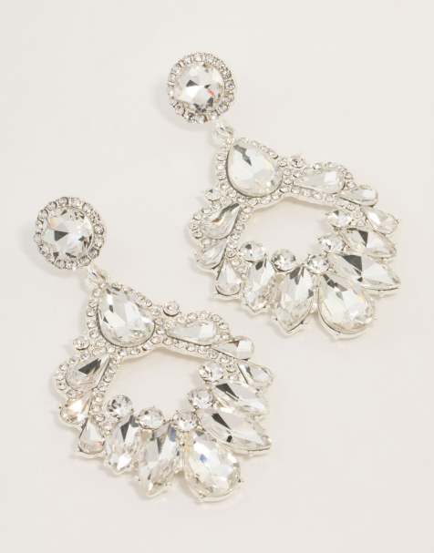 Lovisa Silver statement gem drop earrings in silver - view 1