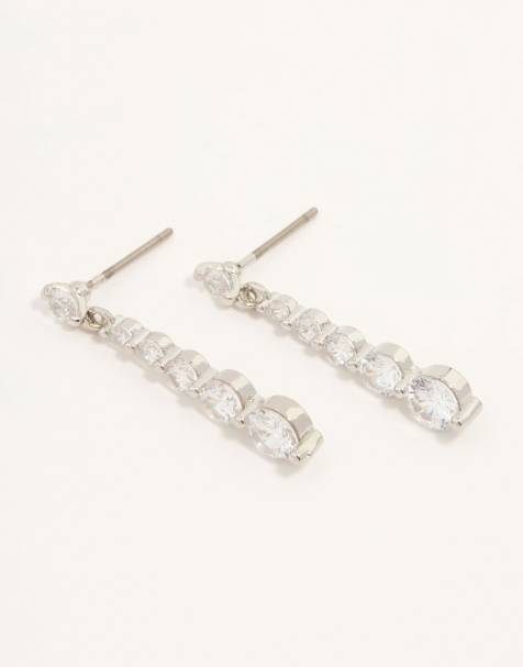 Lovisa Small graduated crystal drop earrings in silver - view 1