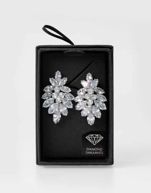 Lovisa - Statement oorbellen van rhodium met marquise siersteentjes in zilver