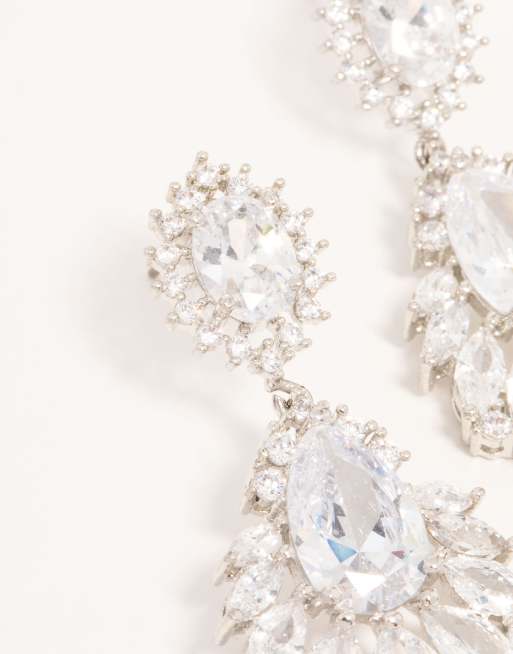 Lovisa - Statement oorhangers met geclusterde kristallen in zilver , 4 van 4