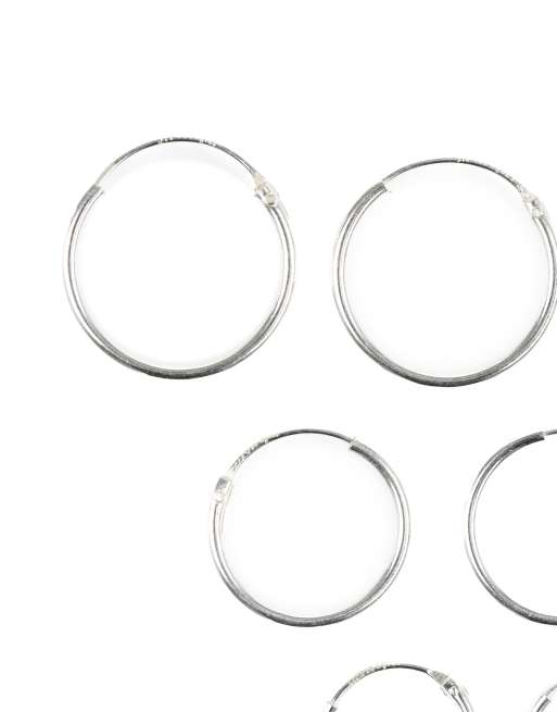 Lovisa Sterling silver classic hoop pack in silver , 3 of 3