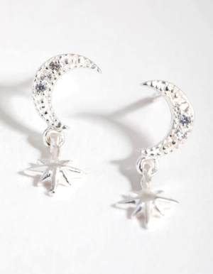Lovisa Sterling silver diamante celestial drop earrings in silver
