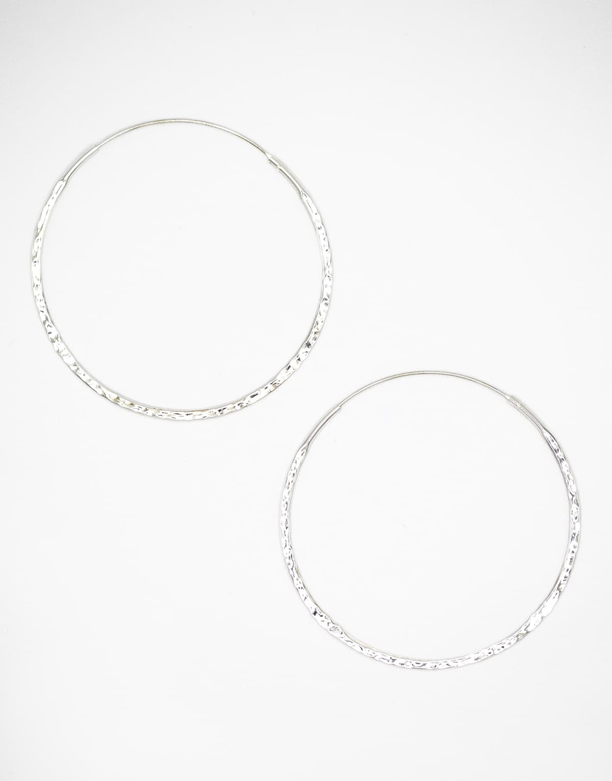 Lovisa Sterling silver hammered hoop earrings in silver