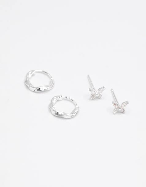 Lovisa Sterling silver  & hoop stud earrings 2-pack in silver - view 1