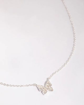 Lovisa Sterling silver pave butterfly necklace in silver