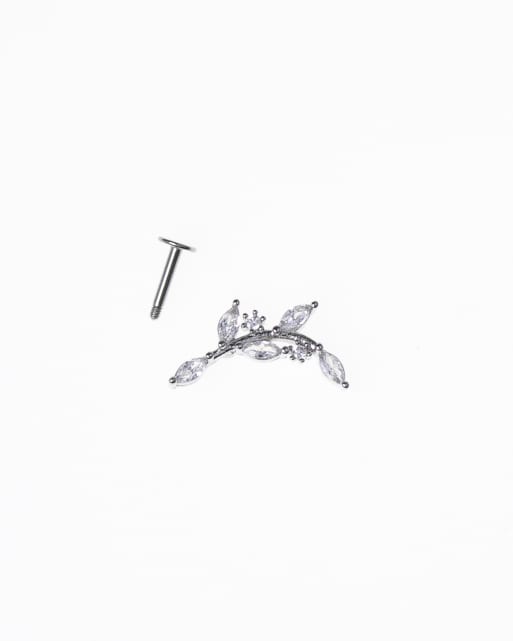Lovisa surgical steel curved vine single flat back in silver  , 2 of 3