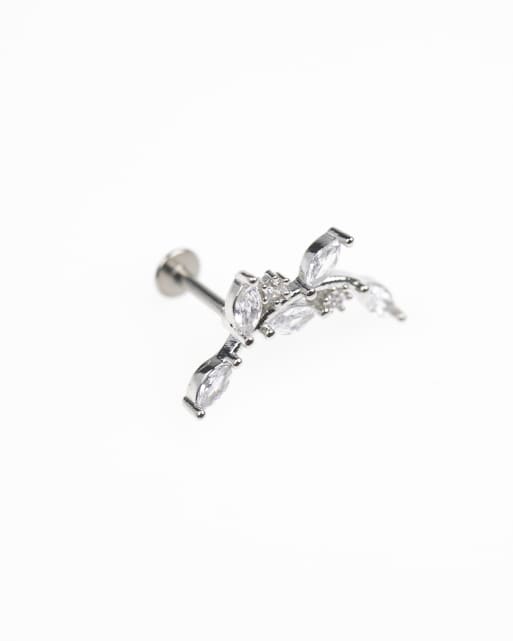 Lovisa surgical steel curved vine single flat back in silver  , 3 of 3