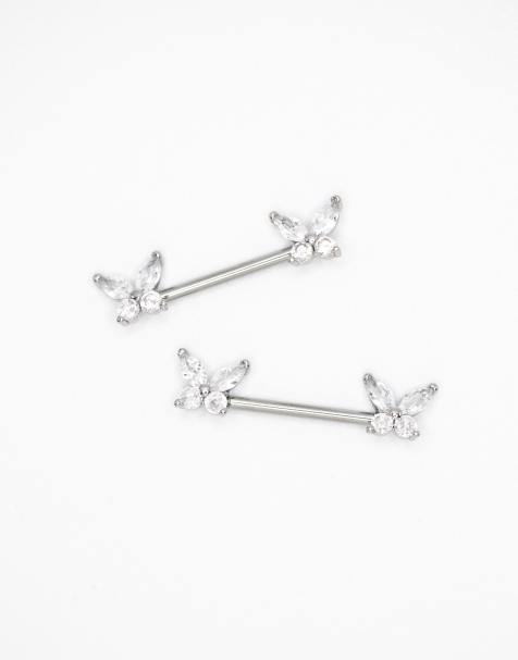 Lovisa Surgical steel double nipple piercing in silver - view 1