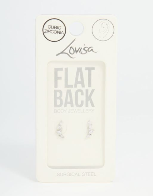 Lovisa Surgical steel marquise crawler flat back studs in silver, 3 of 5