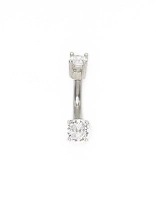 Lovisa - Titan-Bauchnabelpiercing in Silberoptik mit kleinem, rundem Zirkonia-Stein