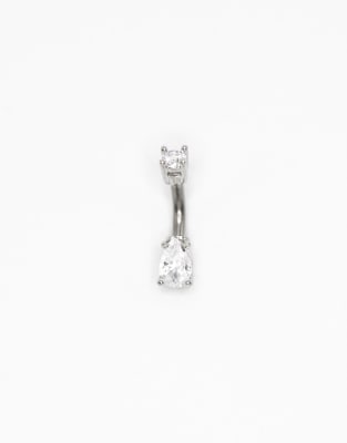 Lovisa - Titan-Bauchnabelpiercing in Silberoptik mit Schmuckstein