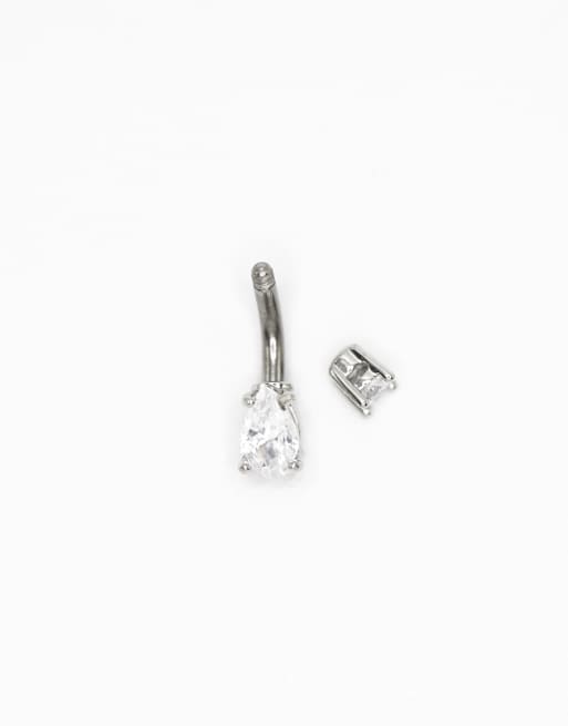 Lovisa – Titan-Bauchnabelpiercing in Silberoptik mit Schmuckstein, 2 von 3