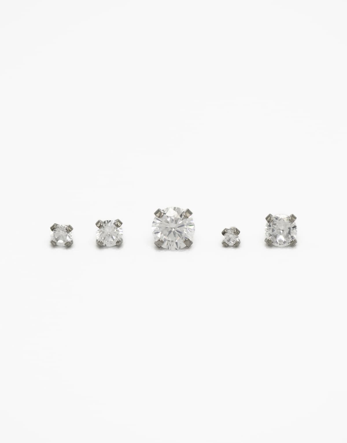 Lovisa Titanium graduating cubic zirconia flat backs 6-pack in silver