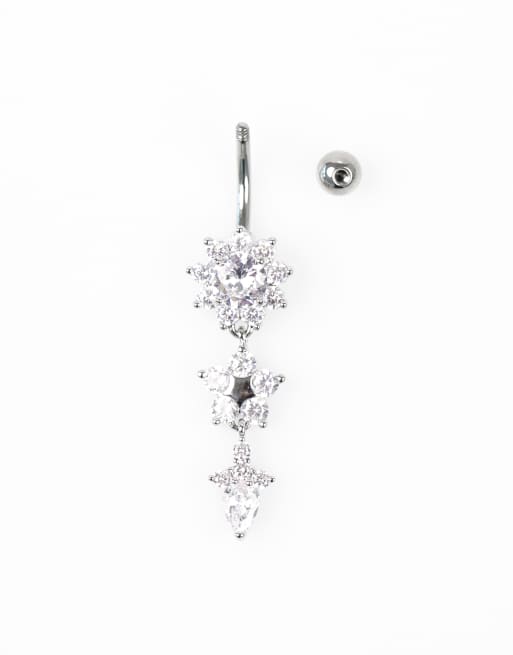 Lovisa Titanium multi flower belly bar in silver , 2 of 3