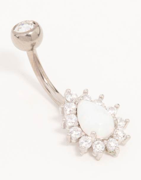 Lovisa - Titanium - Piercing da ombelico argento con opale iridescente - view 1